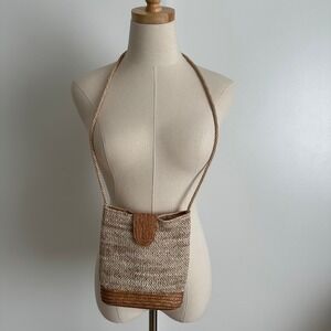 Lawrence Bentley Italy Woven Straw Crossbody Bag Purse